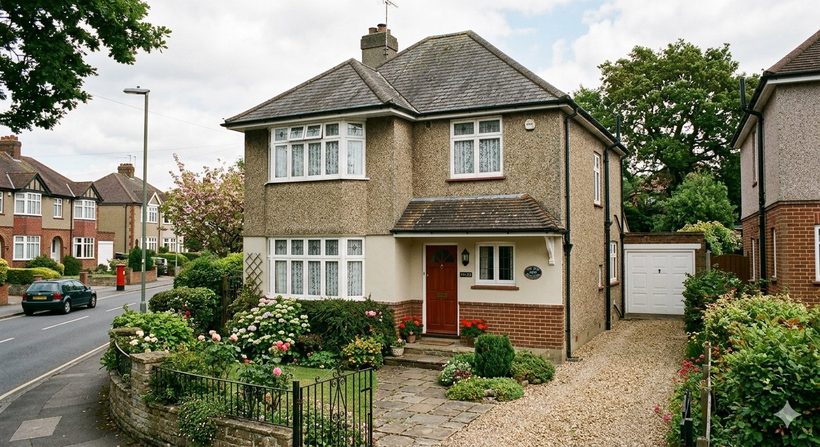 Pebbledash house before re-rendering